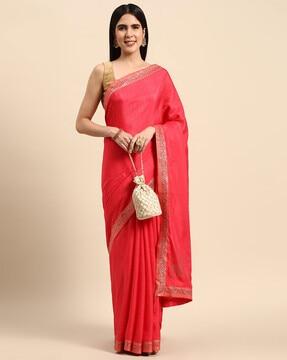 vichitra silk saree with woven border