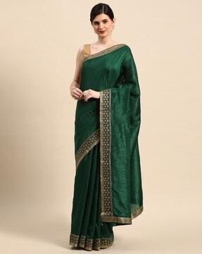 vichitra silk saree with woven border