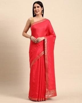 vichitra silk saree with woven border