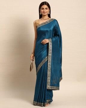 vichitra silk saree with woven border