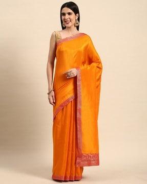 vichitra silk saree with woven border