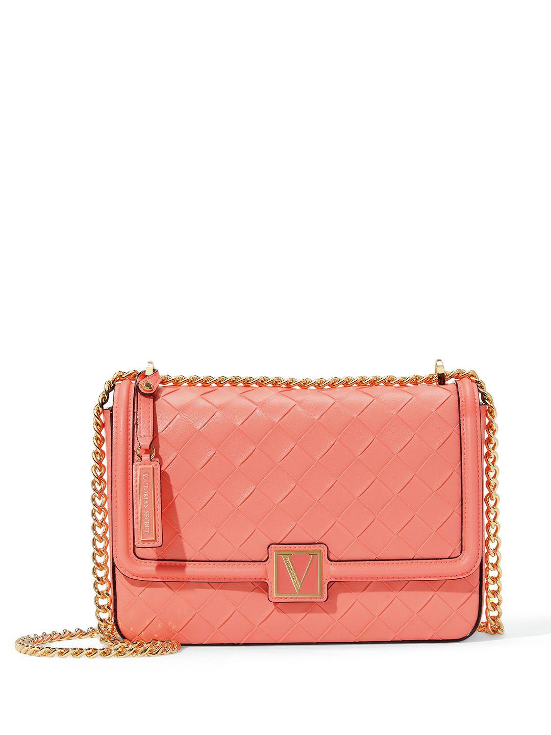 victoria's secret textured structured flap shoulder bag