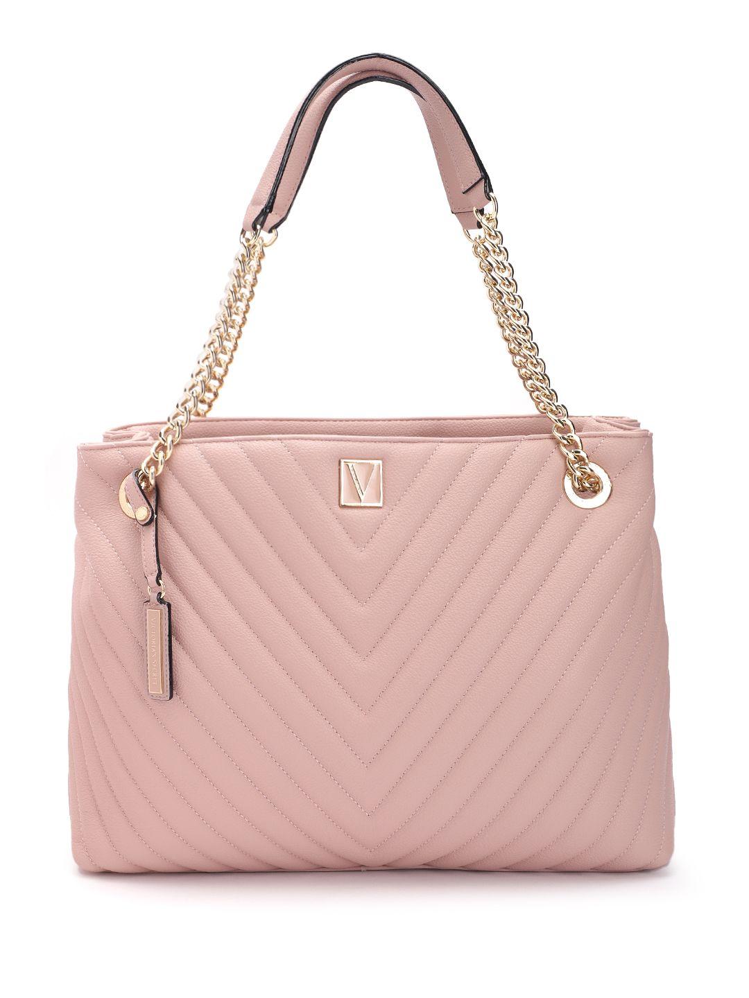 victoria's secret textured structured shoulder bag with quilted detail