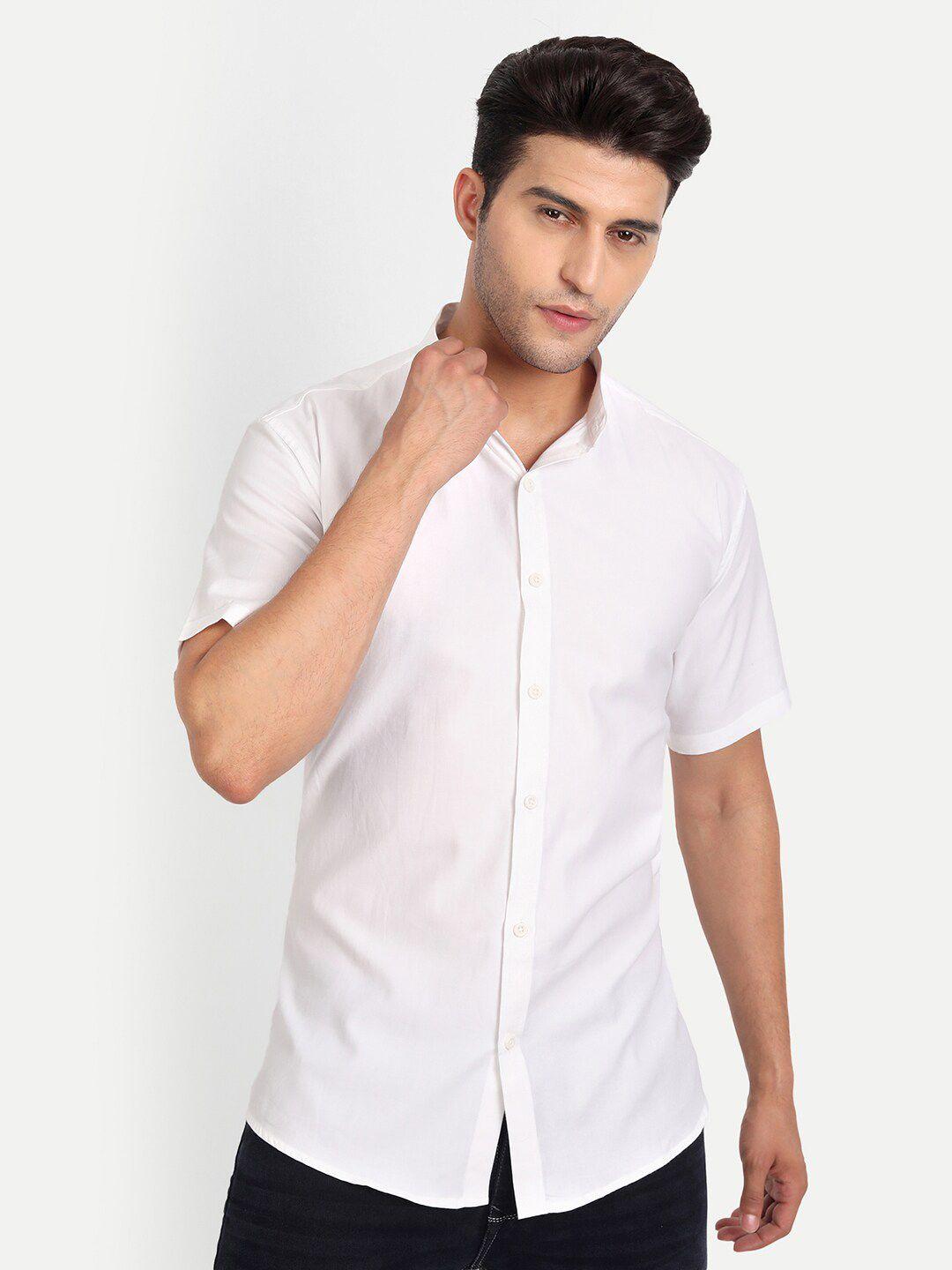 vida loca india slim fit mandarin collar cotton opaque casual shirt