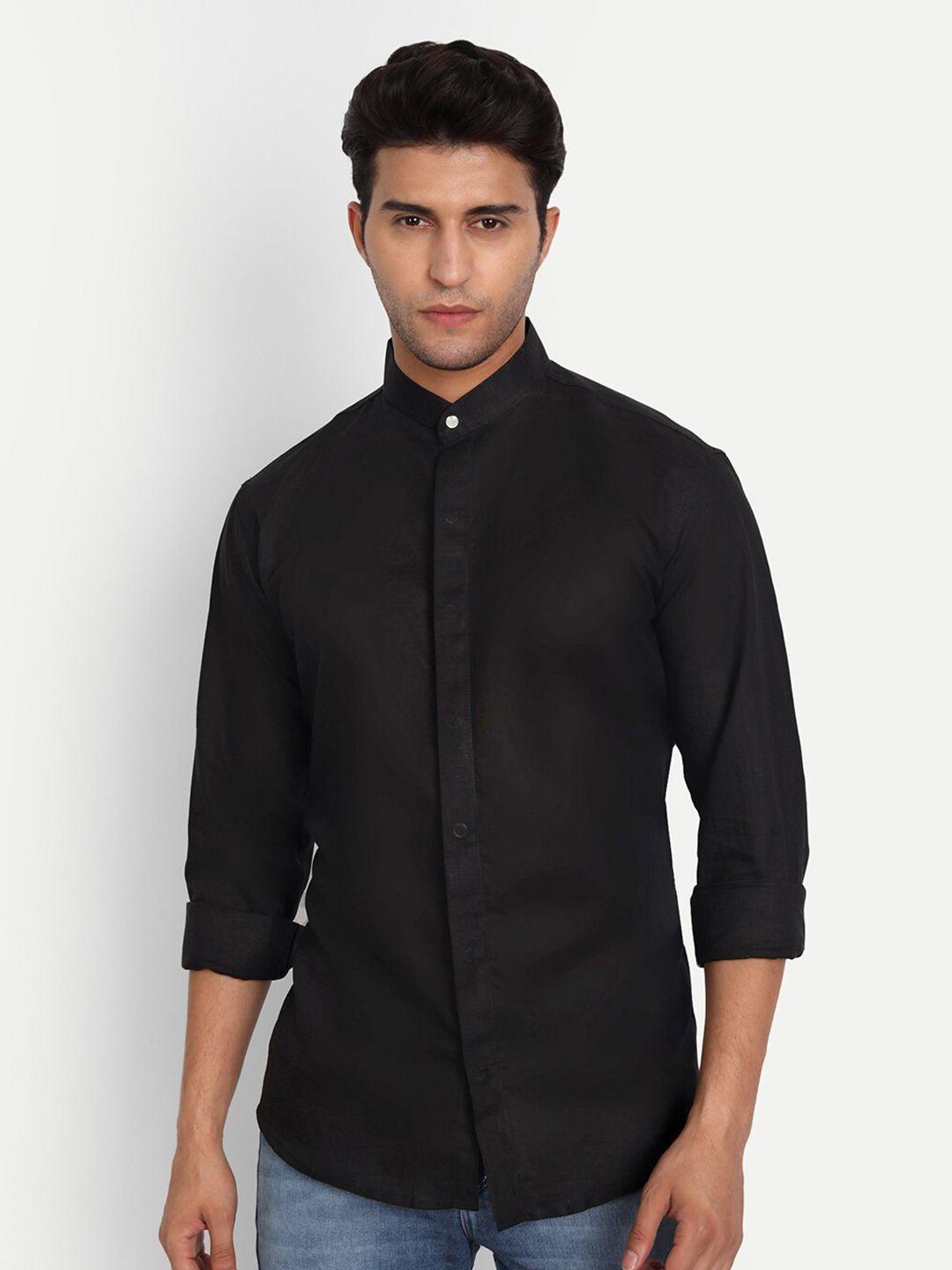 vida loca mandarin collar long sleeves straight slim fit opaque cotton casual shirt