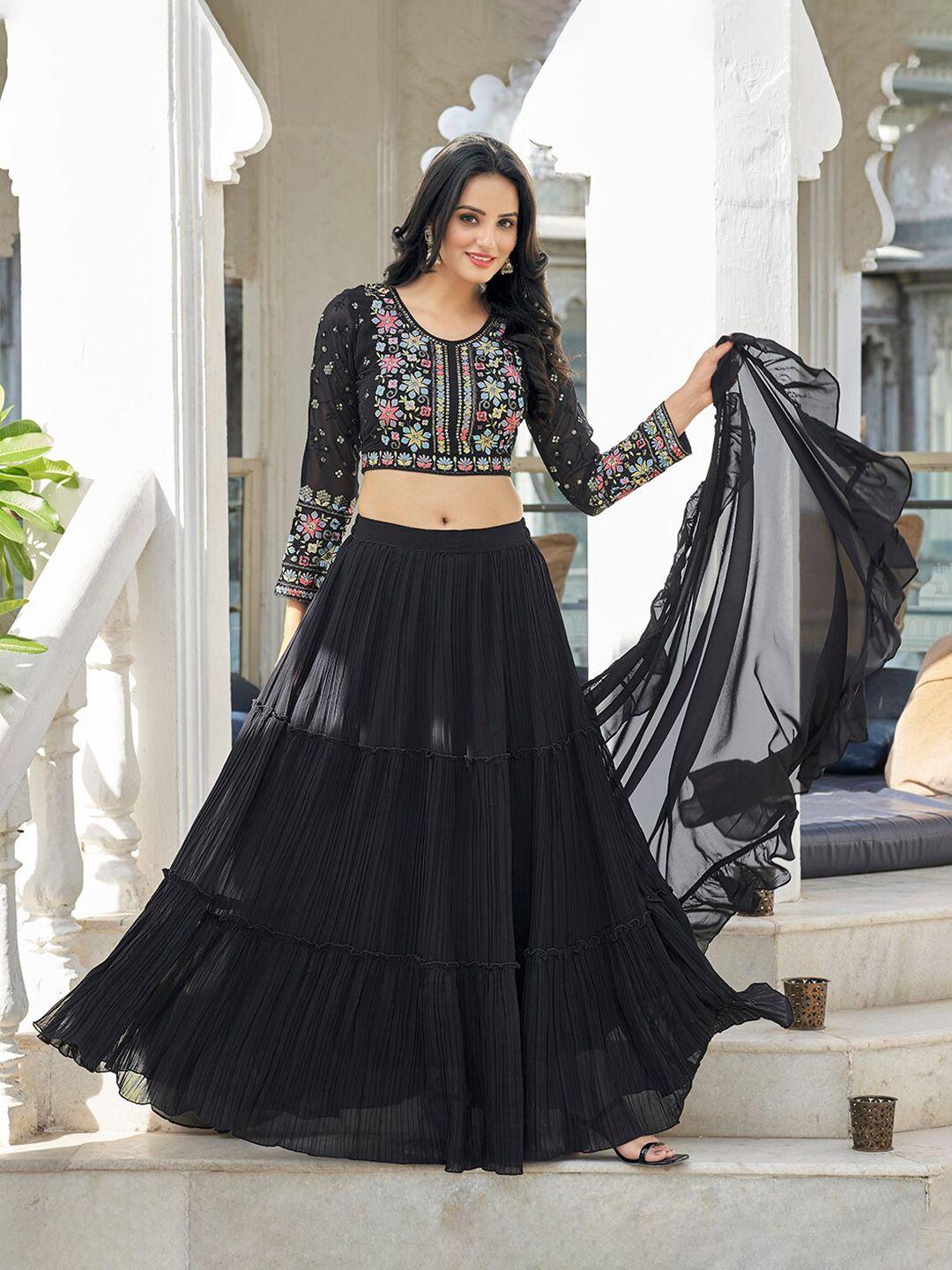 vidraa western store embroidered ready to wear lehenga & blouse with dupatta