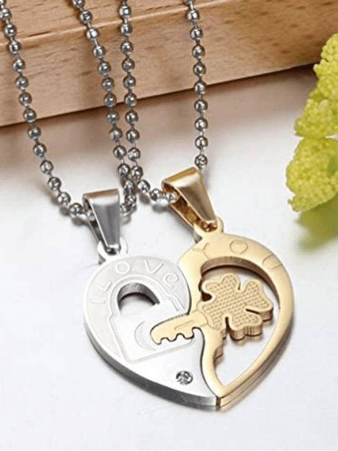 vien broken heart locket pendant couple chain