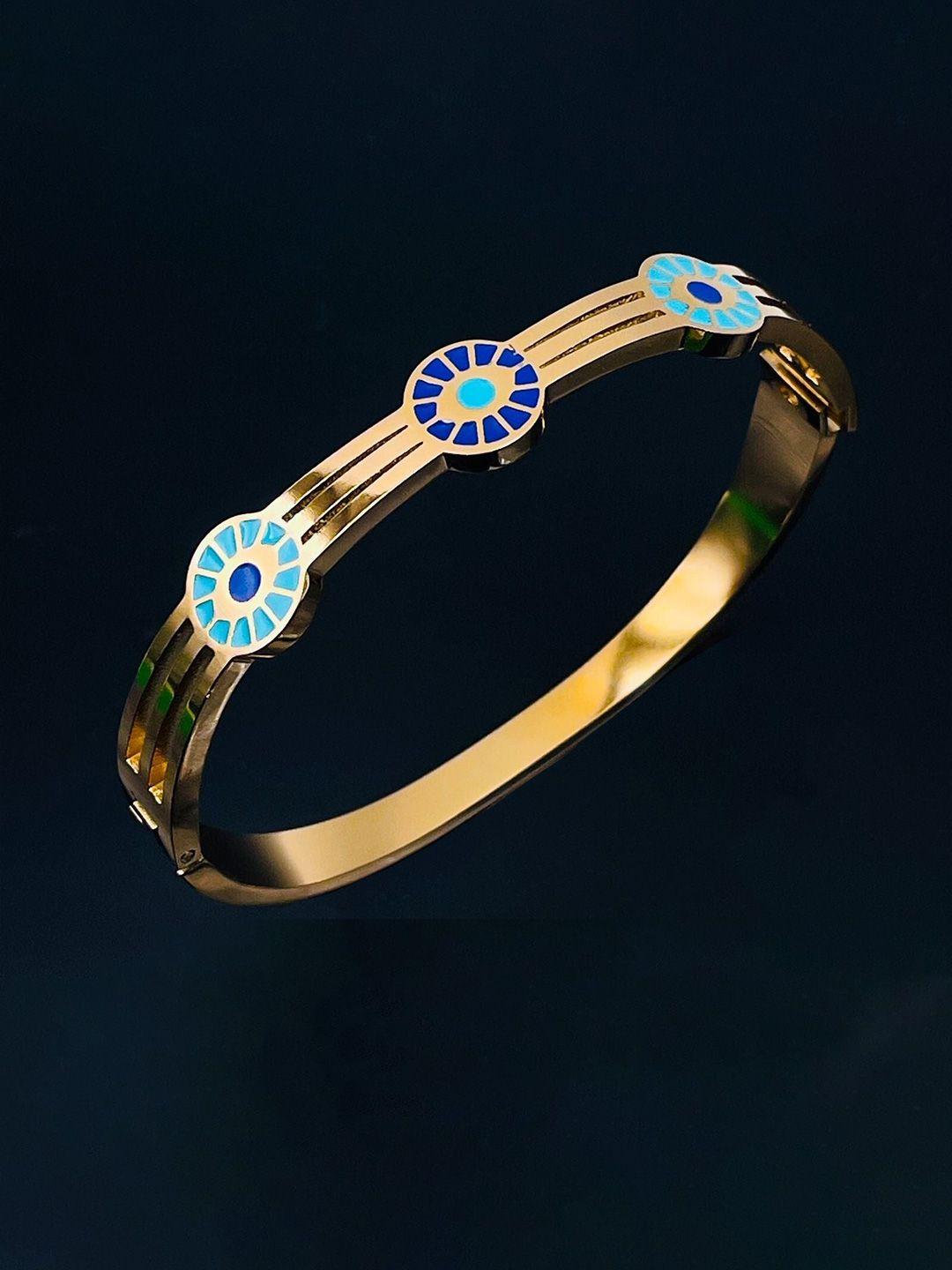 vien evil eye enamelled gold-plated kada bracelet