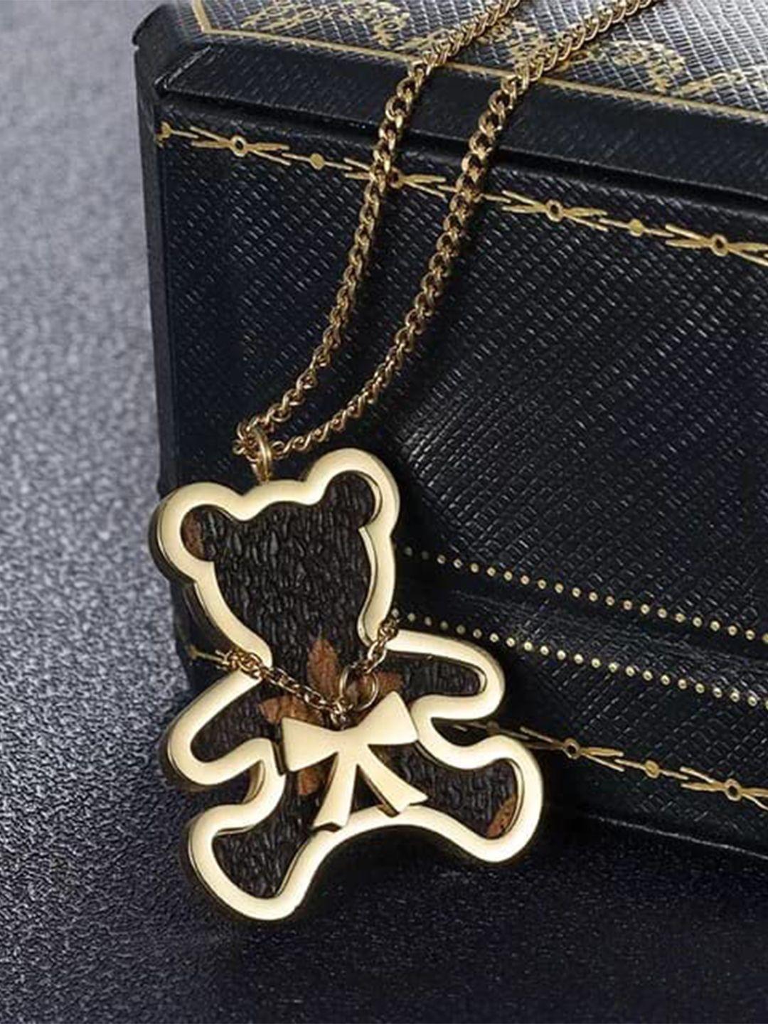 vien gold-plated bear with bow necklace