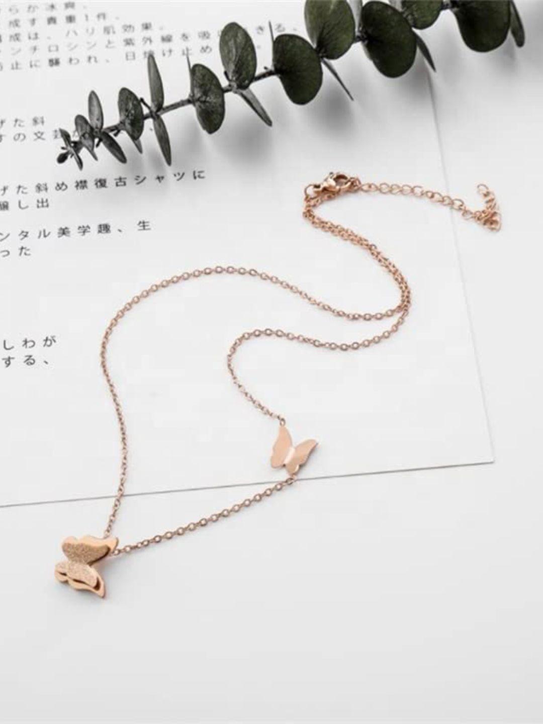 vien rose gold-plated butterfly necklace