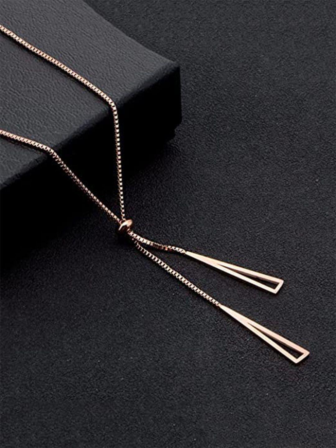 vien rose gold-plated triangle clavicle tassel necklace