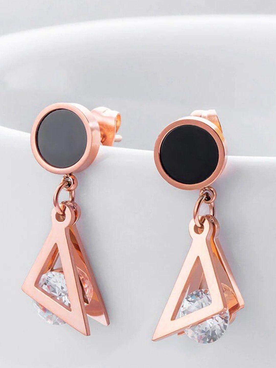 vien rose gold-plated triangular drop earrings