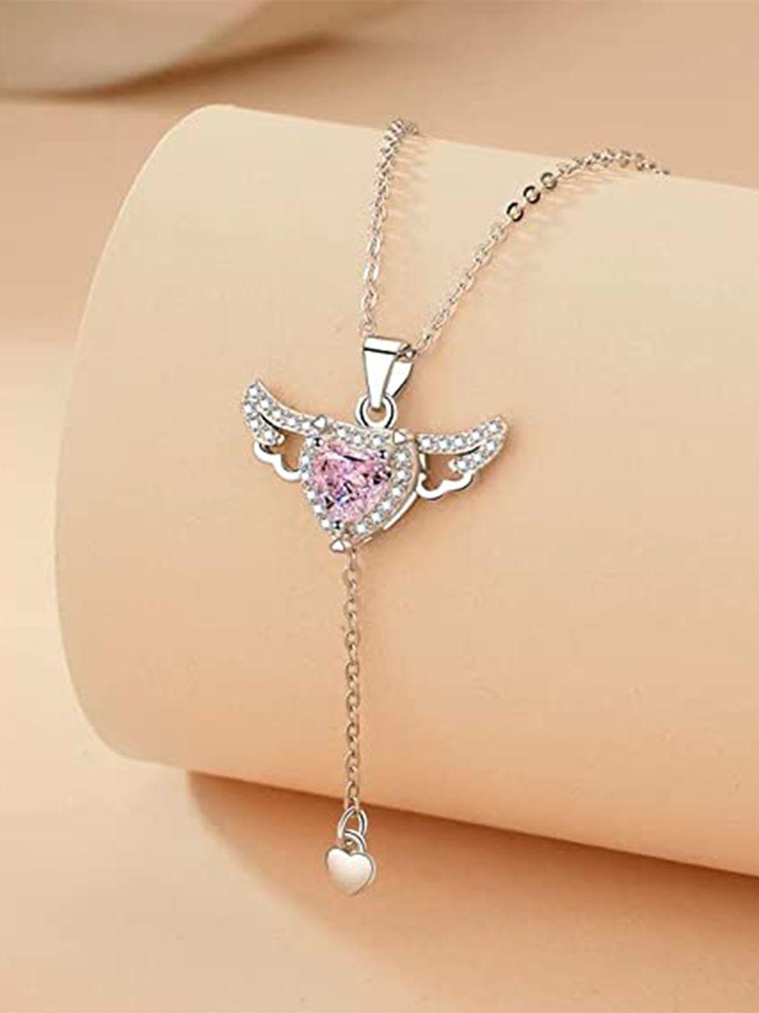 vien silver-plated angel wings heart necklace