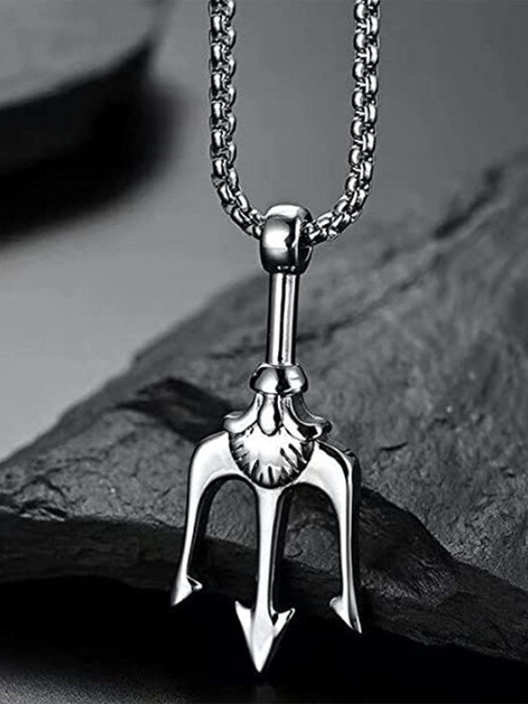 vien silver-plated trident pendant necklace