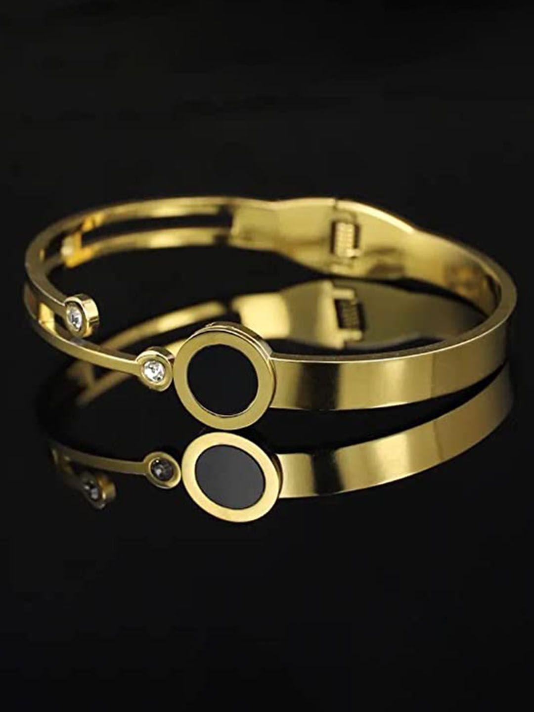vien women gold-toned & black gold-plated bangle-style bracelet