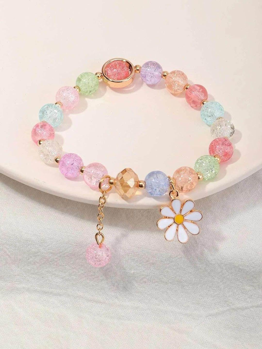 vien women pink & white charm bracelet