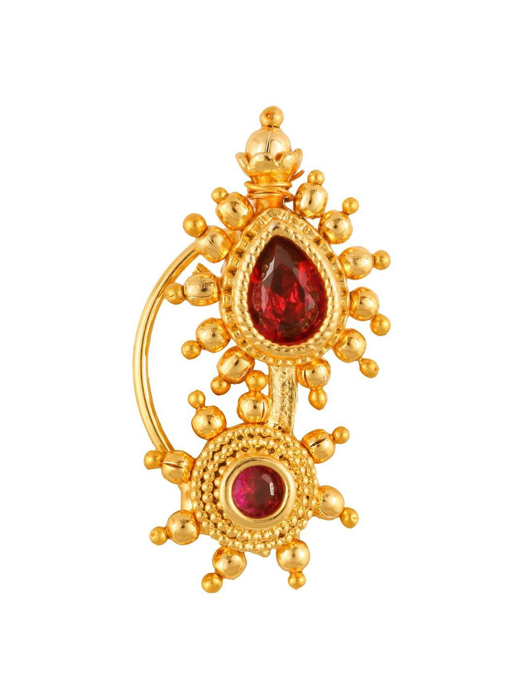 vighnaharta gold-plated & cz-studded nosepin