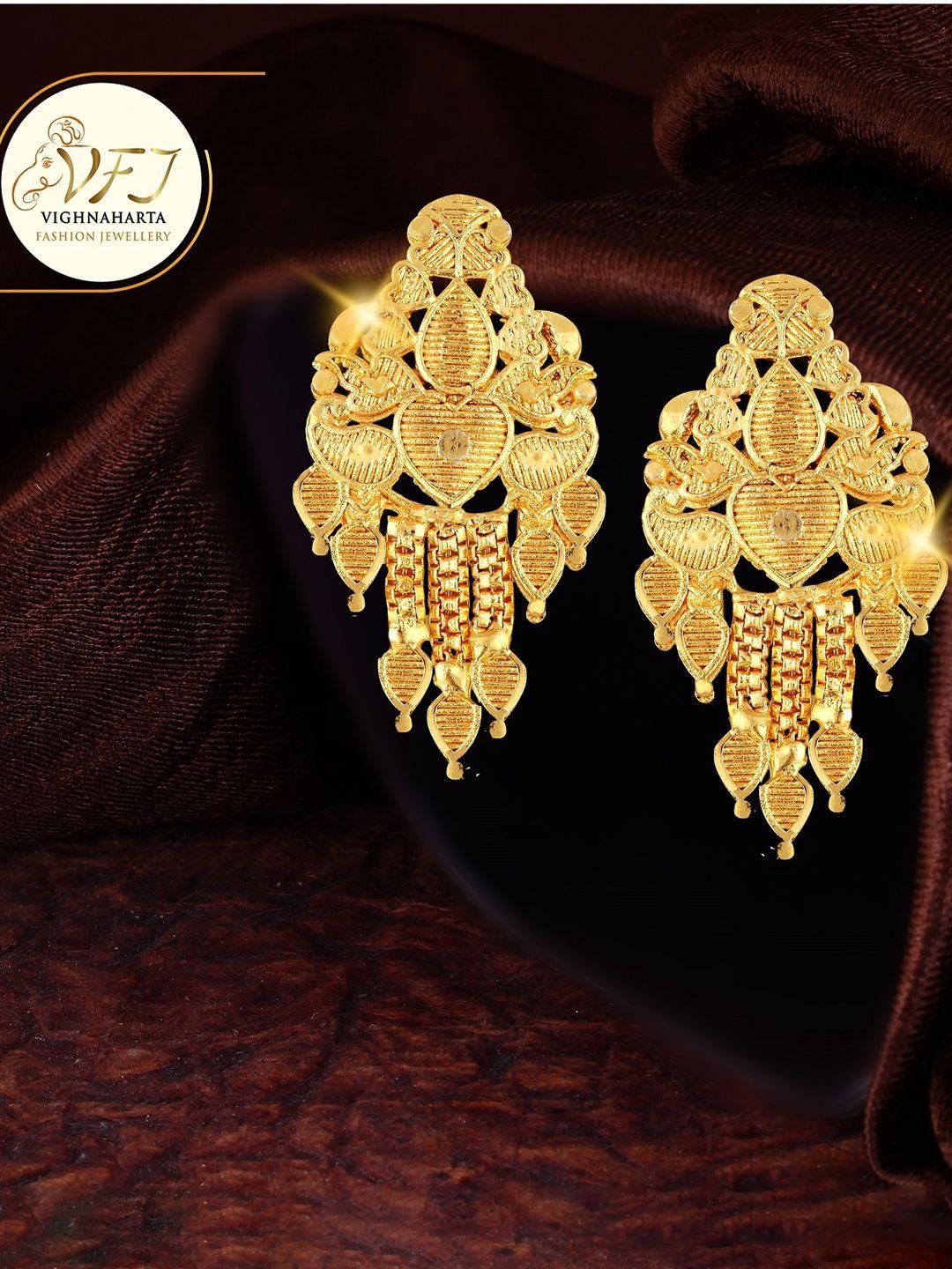 vighnaharta gold-plated classic drop earrings