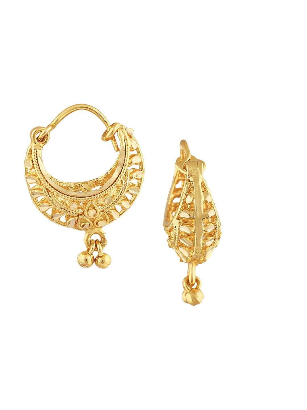 vighnaharta gold-plated contemporary hoop earrings