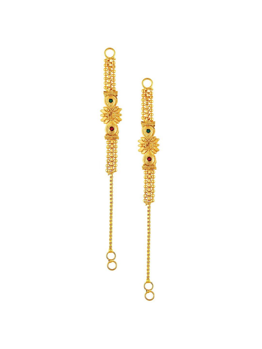 vighnaharta gold-plated contemporary shaped ear cuff earrings