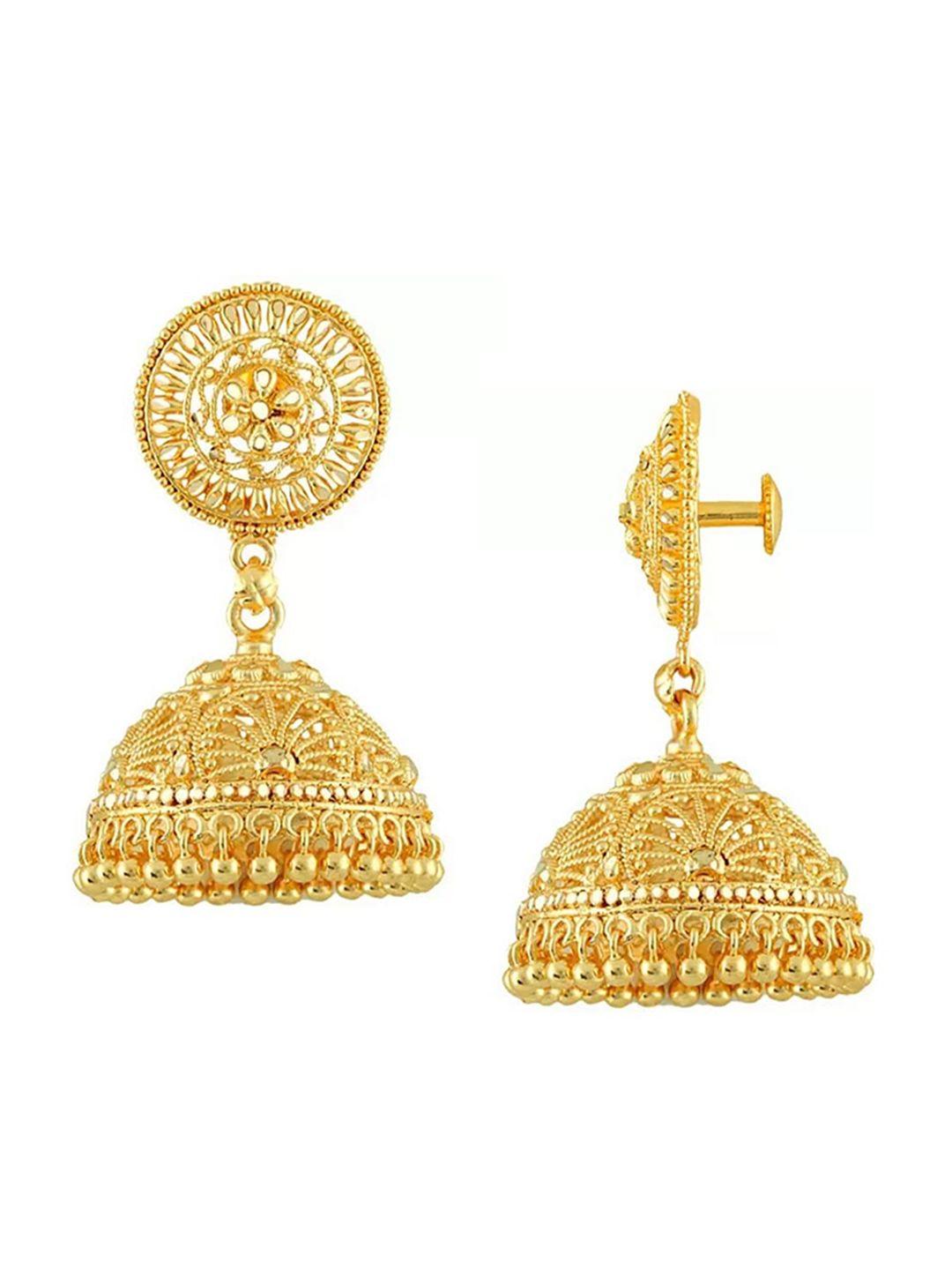 vighnaharta gold-plated dome shaped jhumkas