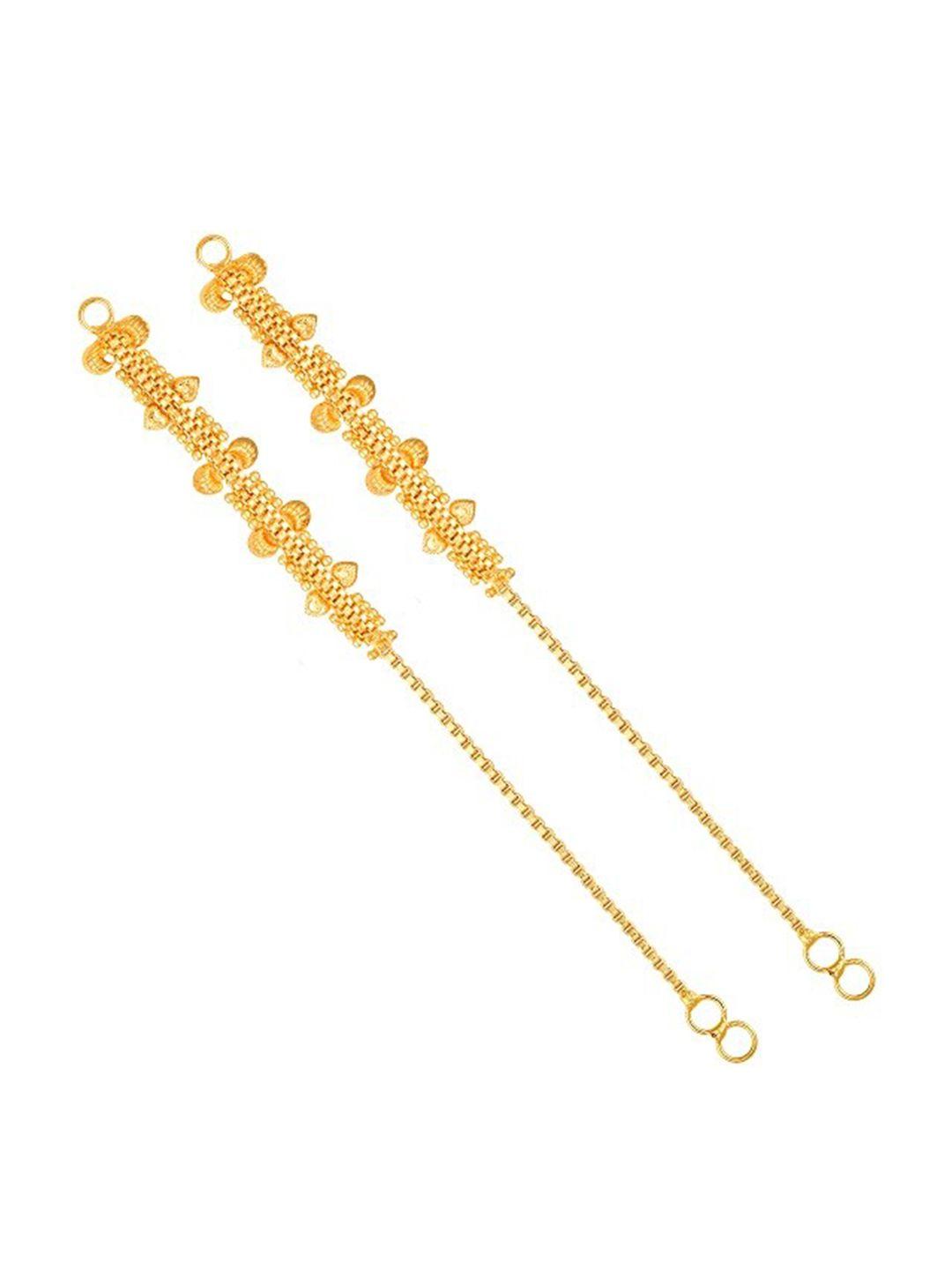 vighnaharta gold-plated floral ear cuff earrings