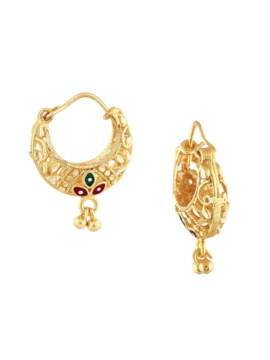 vighnaharta gold-plated floral hoop earrings