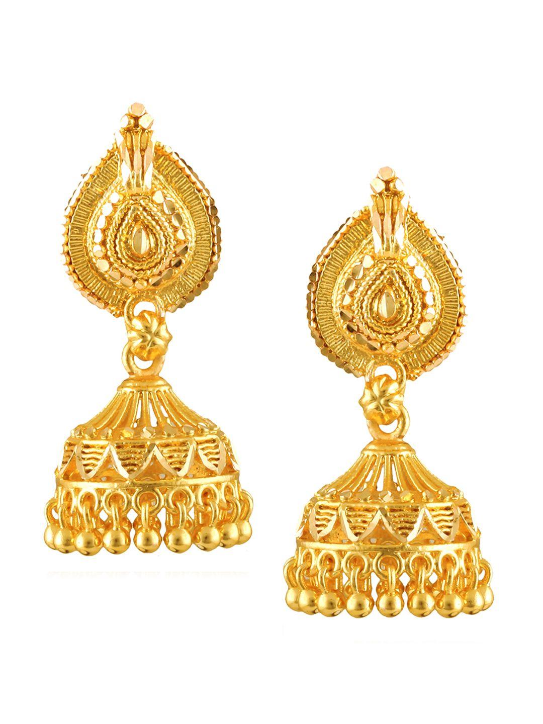 vighnaharta gold plated floral jhumkas earrings