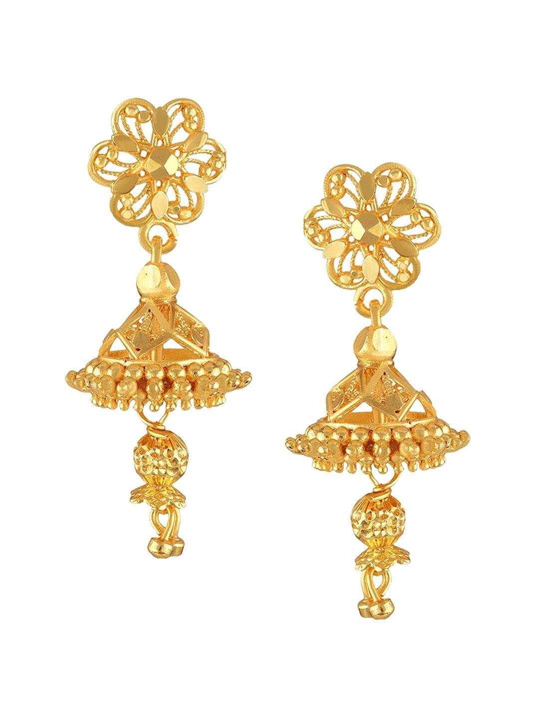 vighnaharta gold-plated floral jhumkas