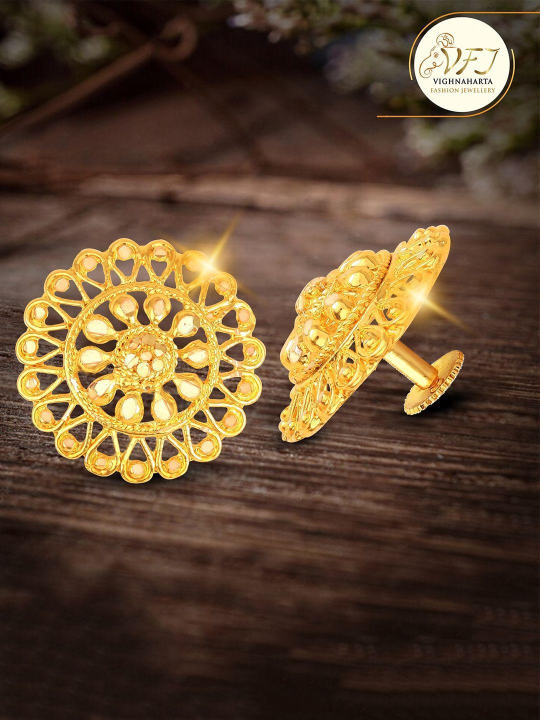 vighnaharta gold plated floral studs earrings