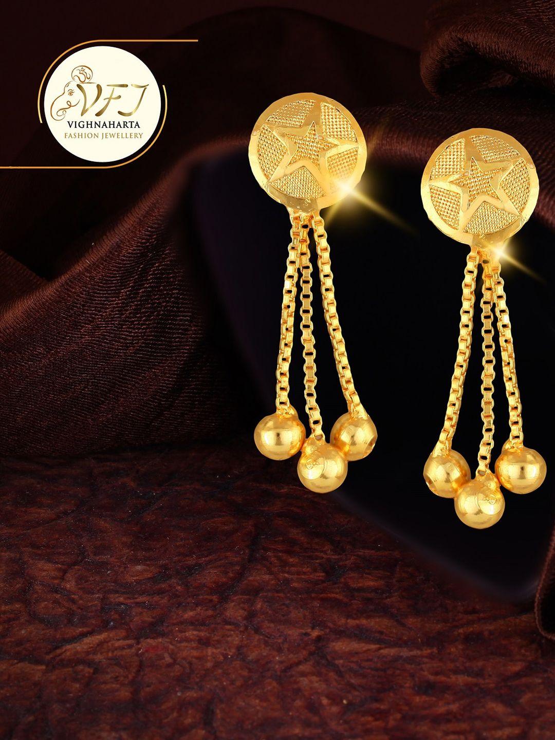 vighnaharta gold-plated floral studs with removable chain
