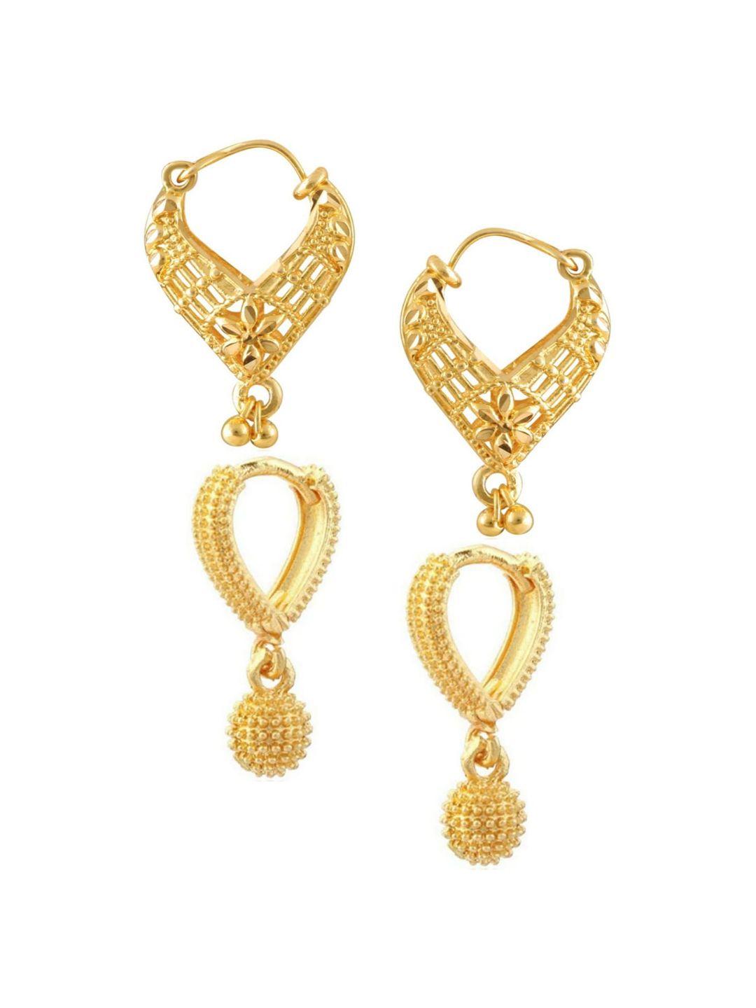vighnaharta gold-toned floral chandbalis earrings
