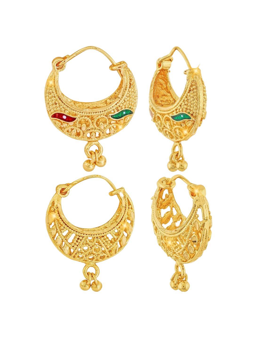 vighnaharta gold-toned floral chandbalis earrings