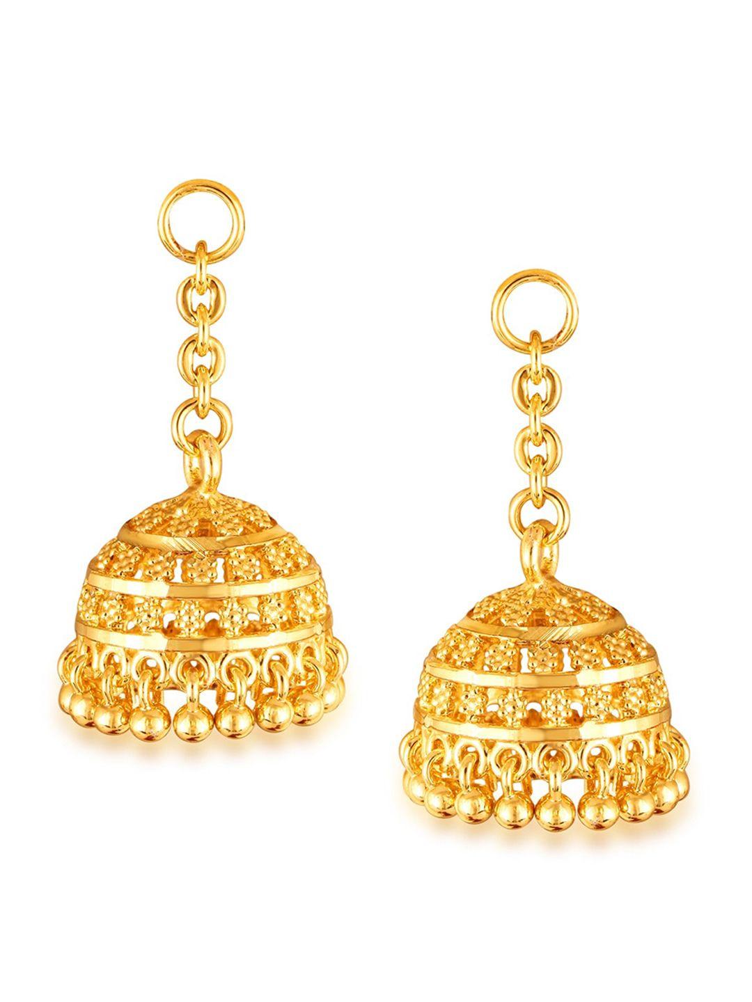 vighnaharta gold-toned floral drop earrings