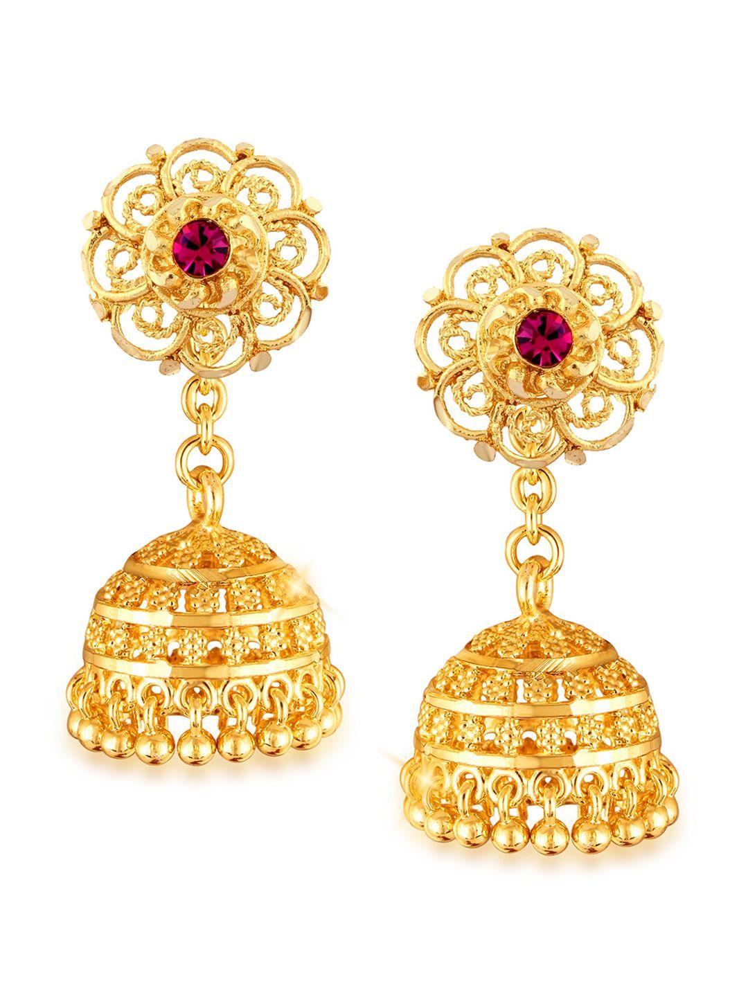 vighnaharta gold-toned floral jhumkas earrings