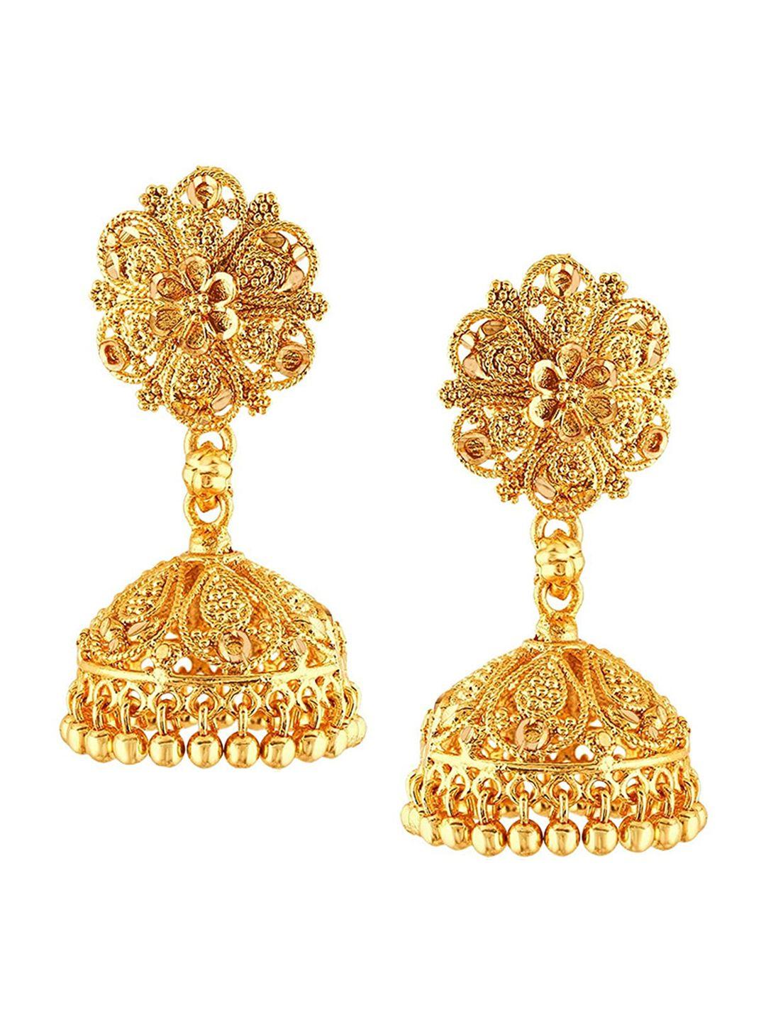 vighnaharta gold-toned floral jhumkas earrings