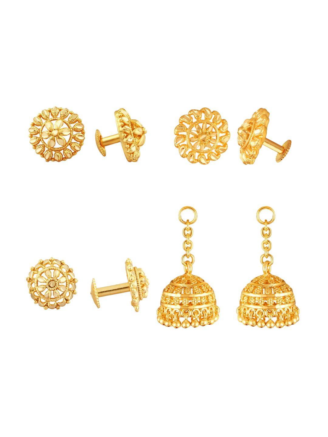 vighnaharta gold-toned floral studs earrings