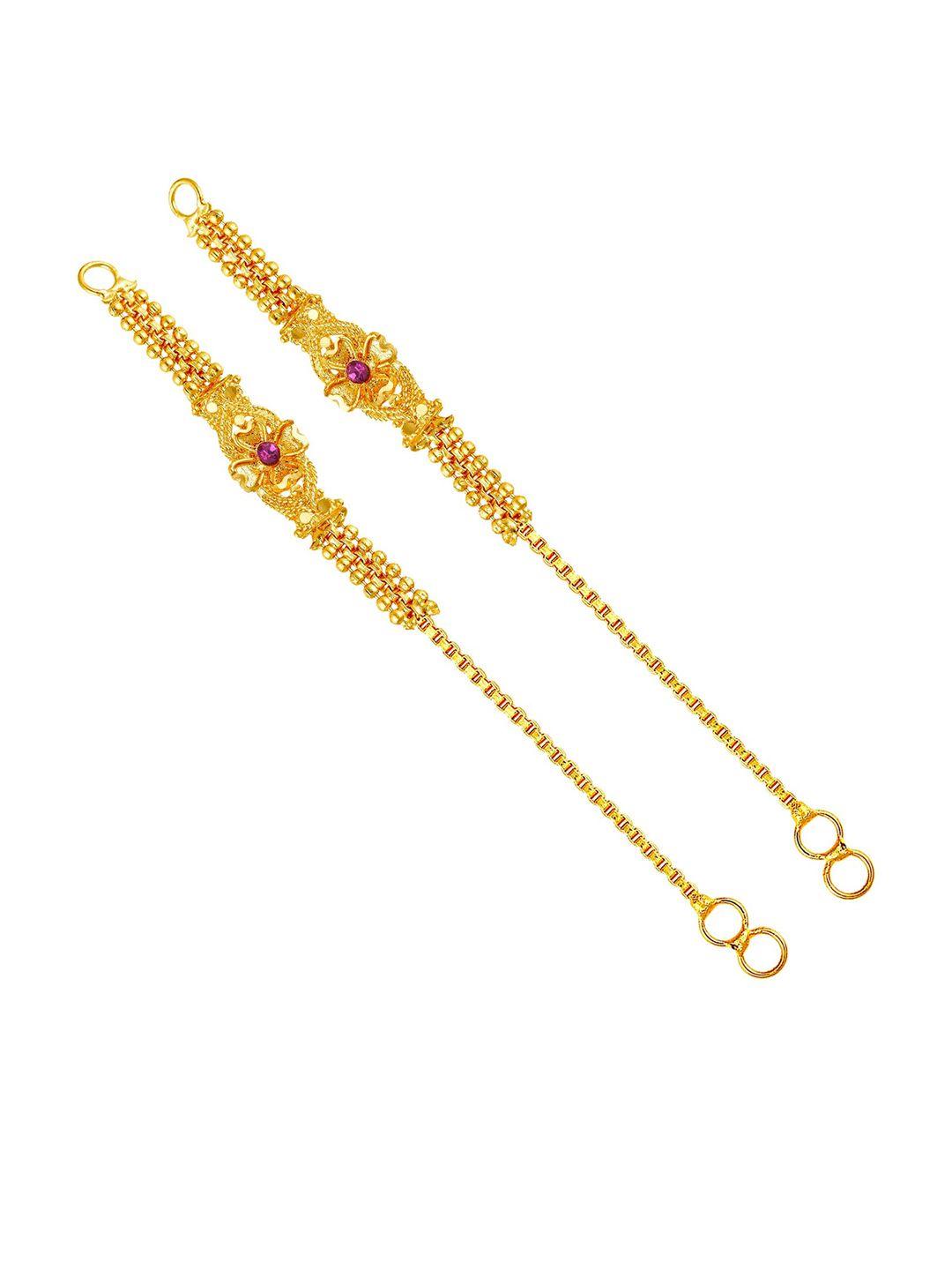 vighnaharta gold-toned teardrop shaped drop earrings