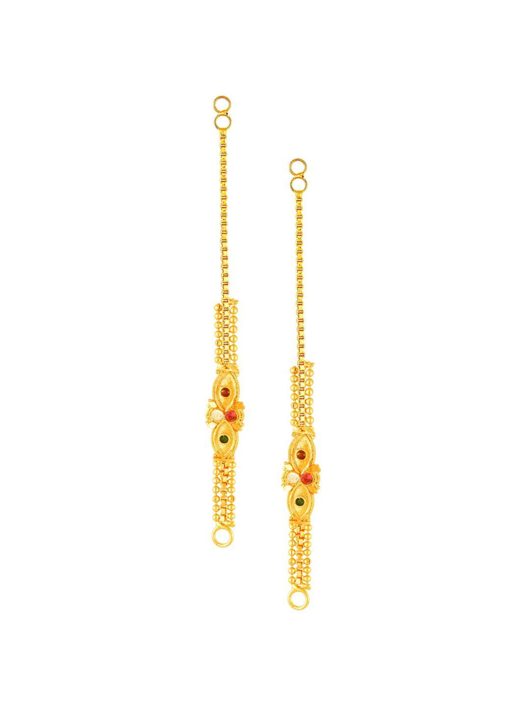 vighnaharta gold-toned teardrop shaped drop earrings