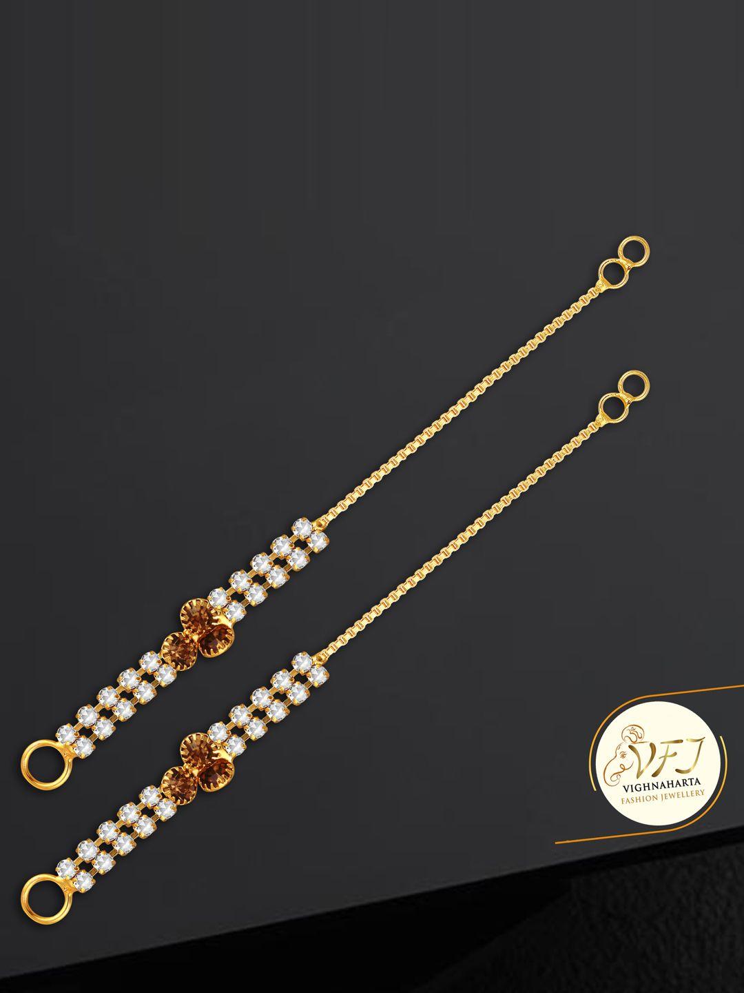 vighnaharta gold-toned teardrop shaped hoop earrings