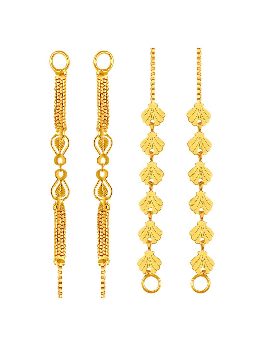 vighnaharta set of 2 gold-plated floral ear cuff earrings