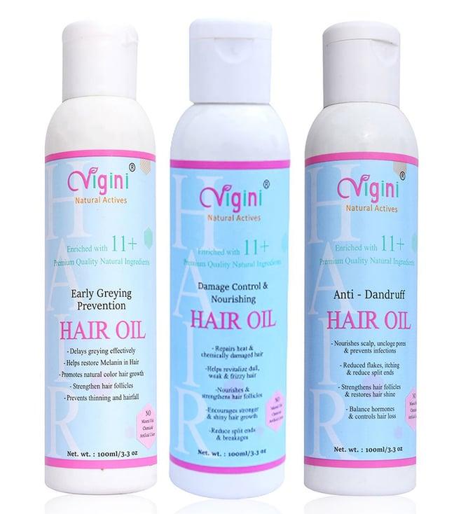 vigini natural anti dandruff,early greying prevention, damage control & nourishing hair oil