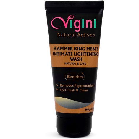 vigini natural hammer king intimate lightening whitening hygiene gel wash for men anti (itching bacterial irritation fungal) private parts removes odor ph balanced glutathione, vitamin c, coffee (100 g)