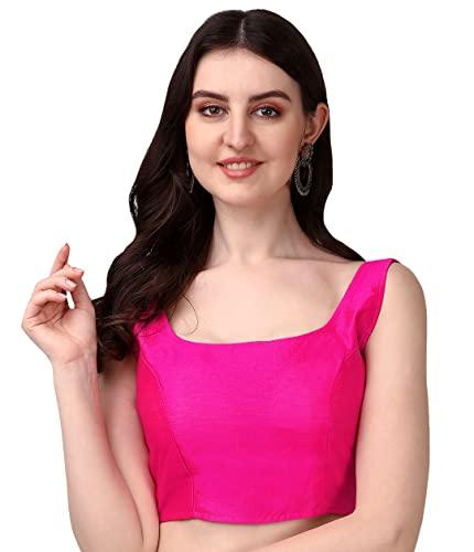 vihu fashion plain sleeveless pattern readymade blouse u neck choli pink