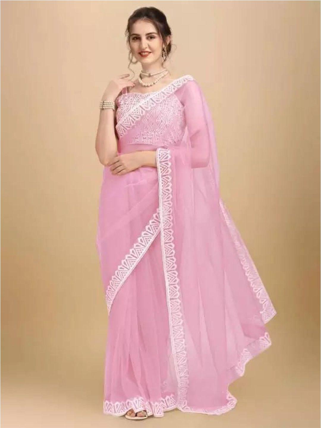 villagius embroidered net saree