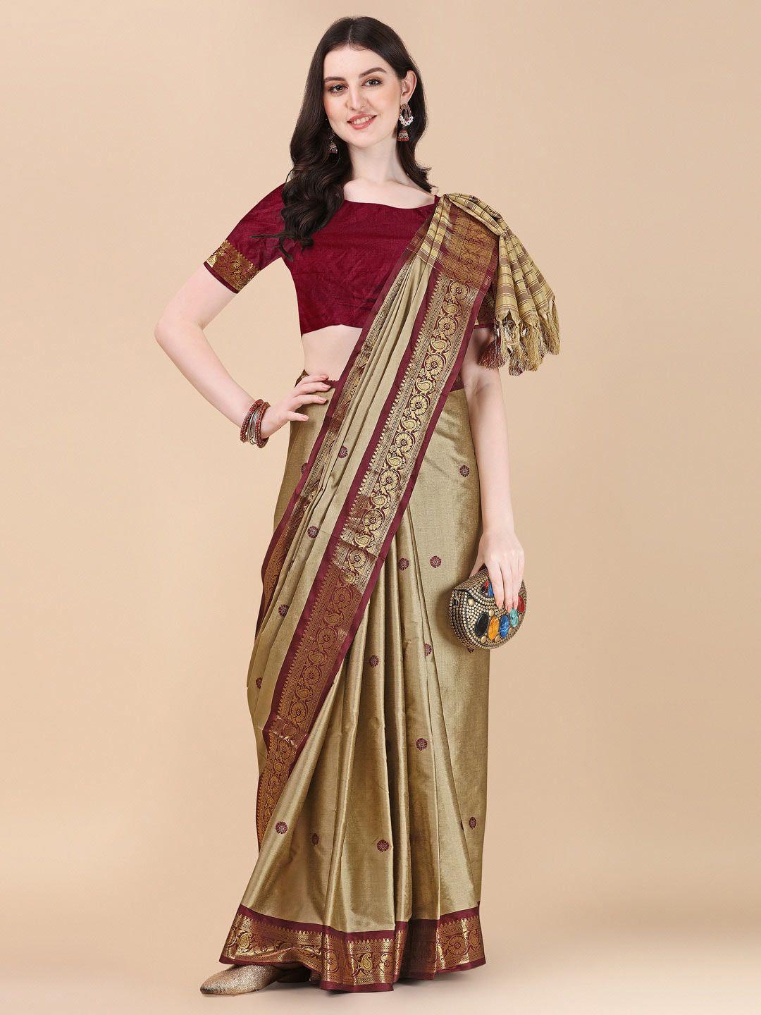 villagius floral woven design zari pure silk ilkal saree