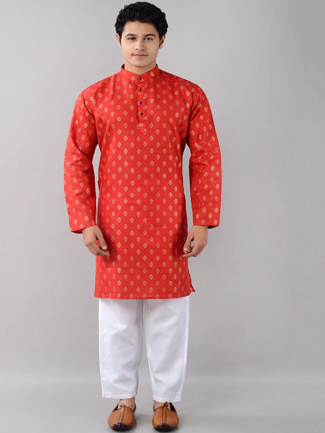 villain ethnic motifs printed straight kurta with pyjamas