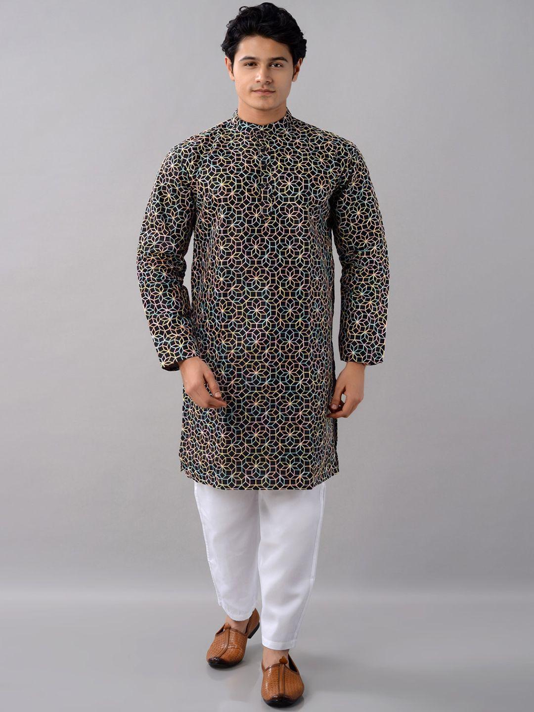 villain geometric embroidered kurta