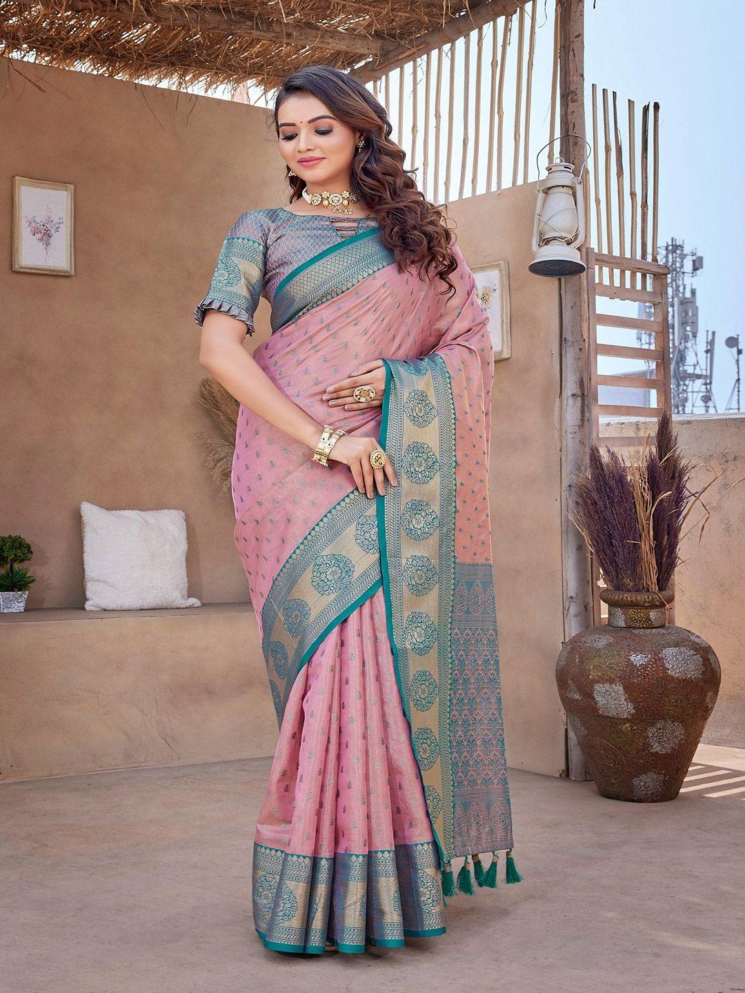 vilochan ethnic motifs woven design zari pure silk banarasi saree