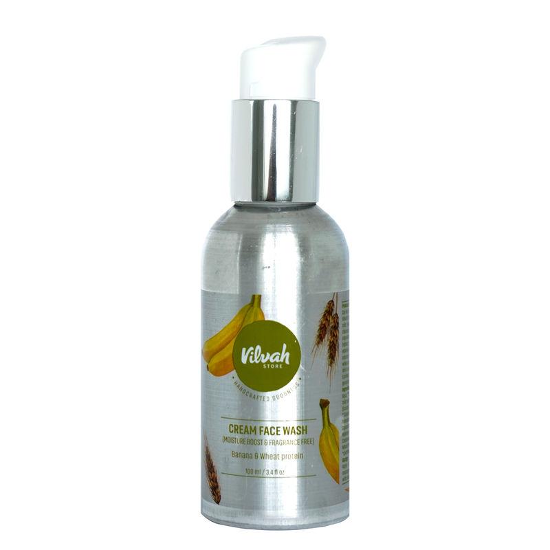 vilvah cream face wash with banana & wheat protein
